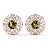 Lab Grown Round Double Halo Studs