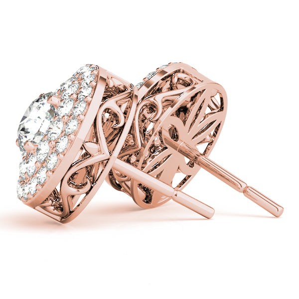 Lab Grown Round Double Halo Studs