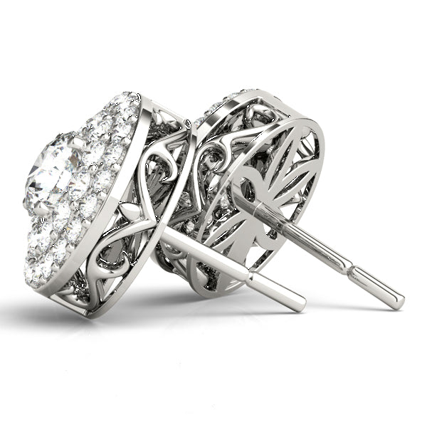 Lab Grown Round Double Halo Studs