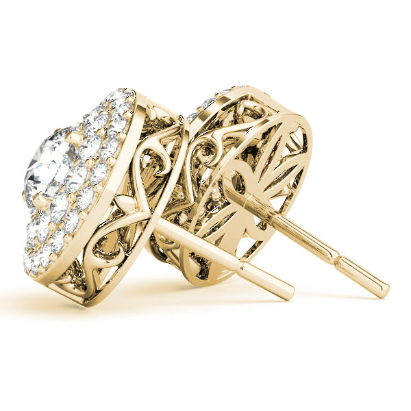 Lab Grown Round Double Halo Studs
