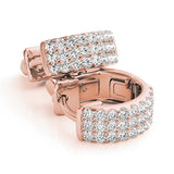 Three-Row Pavé Huggie Earrings