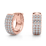 Three-Row Pavé Huggie Earrings
