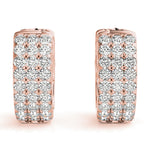 Three-Row Pavé Huggie Earrings
