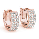 Natural Diamond Three-Row Pavé Huggie Earrings