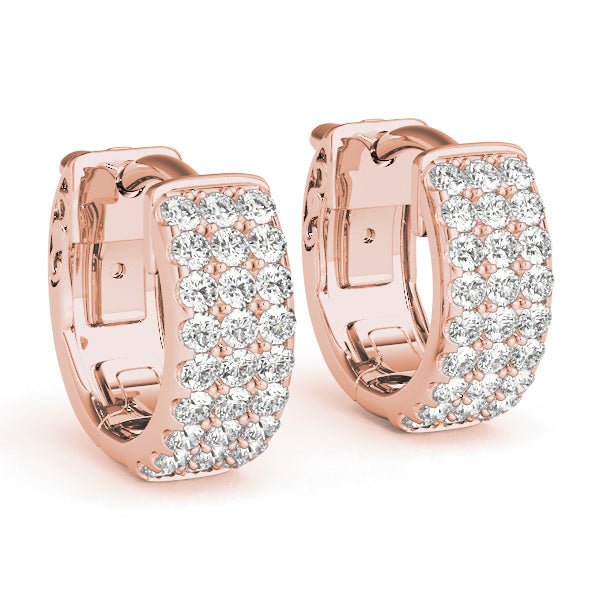 Natural Diamond Three-Row Pavé Huggie Earrings