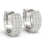 Three-Row Pavé Huggie Earrings
