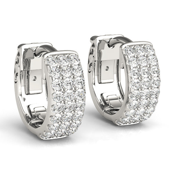 Three-Row Pavé Huggie Earrings