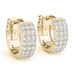 Natural Diamond Three-Row Pavé Huggie Earrings