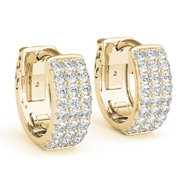 Natural Diamond Three-Row Pavé Huggie Earrings