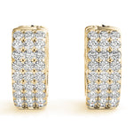 Three-Row Pavé Huggie Earrings