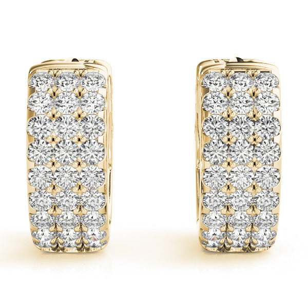Three-Row Pavé Huggie Earrings