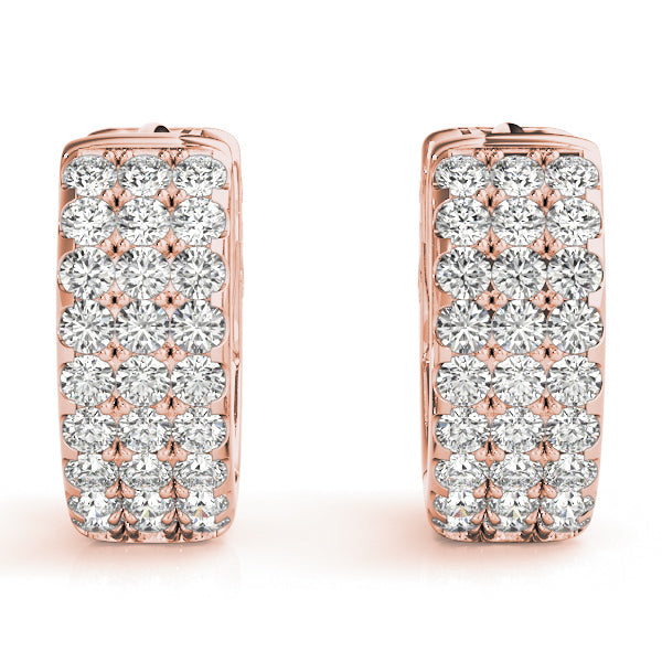 Three-Row Pavé Huggie Earrings