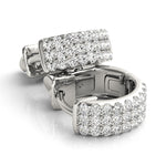 Three-Row Pavé Huggie Earrings