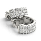Three-Row Pavé Huggie Earrings
