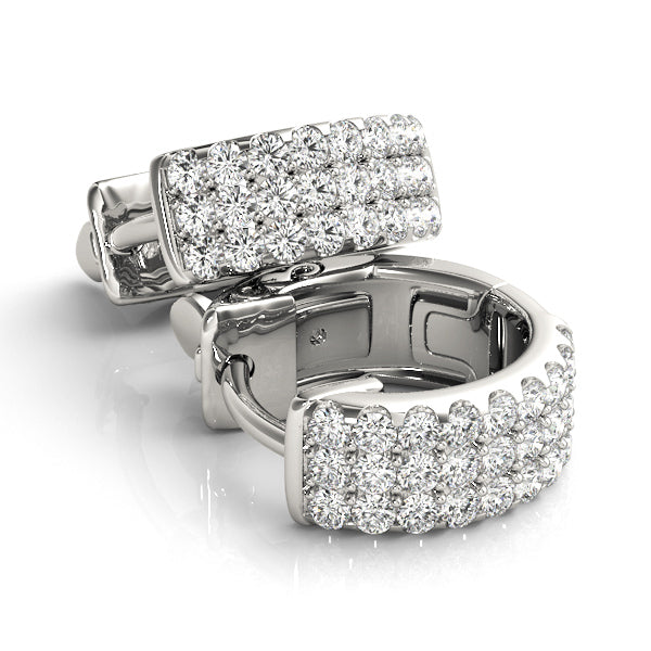 Three-Row Pavé Huggie Earrings