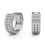 Three-Row Pavé Huggie Earrings
