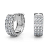 Three-Row Pavé Huggie Earrings