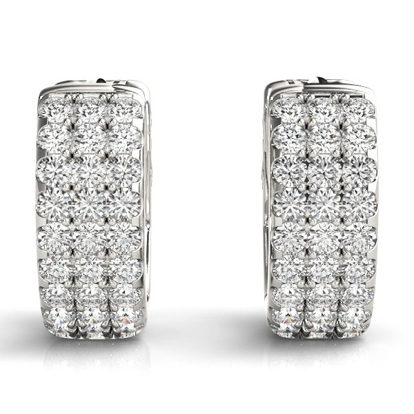 Three-Row Pavé Huggie Earrings