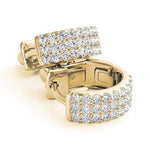 Three-Row Pavé Huggie Earrings