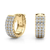 Three-Row Pavé Huggie Earrings