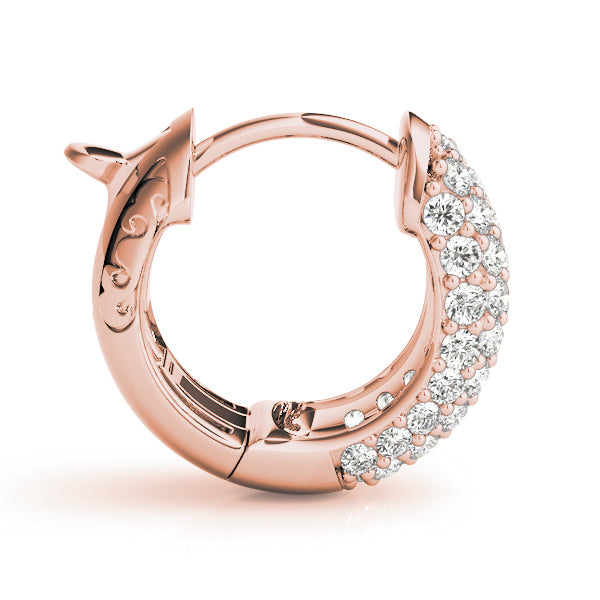 Five-Row Pavé Diamond Huggie Earrings