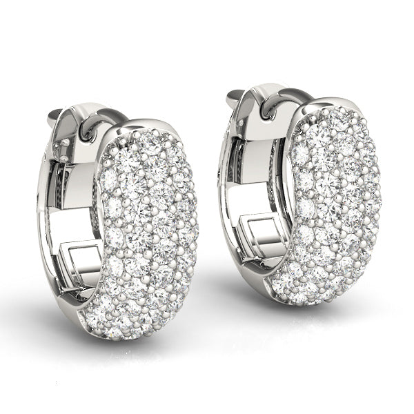 Five-Row Pavé Diamond Huggie Earrings