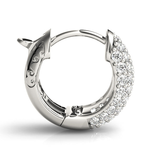 Five-Row Pavé Diamond Huggie Earrings