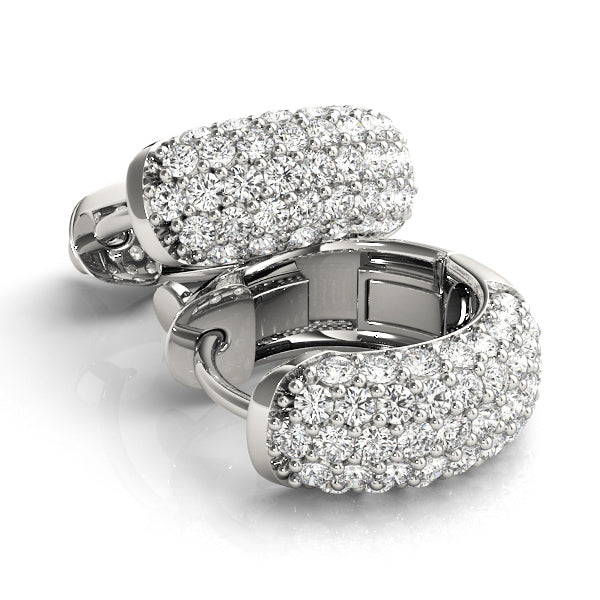 Five-Row Pavé Diamond Huggie Earrings
