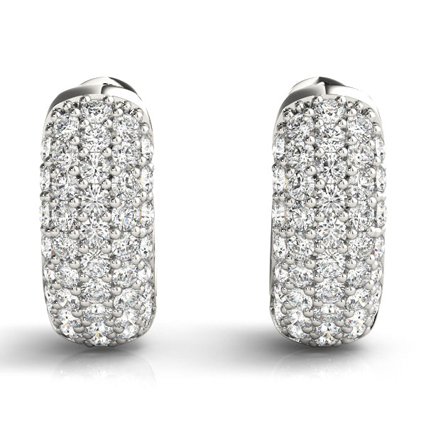Five-Row Pavé Diamond Huggie Earrings