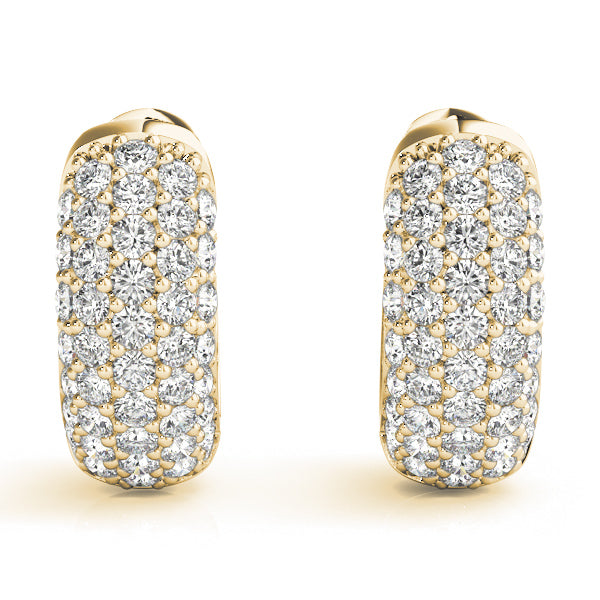 Five-Row Pavé Diamond Huggie Earrings