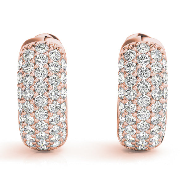 Five-Row Pavé Diamond Huggie Earrings