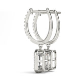 Lab Grown Emerald Cut Halo Drop Earrings