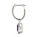Lab Grown Emerald Cut Halo Drop Earrings