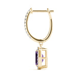 Lab Grown Emerald Cut Halo Drop Earrings