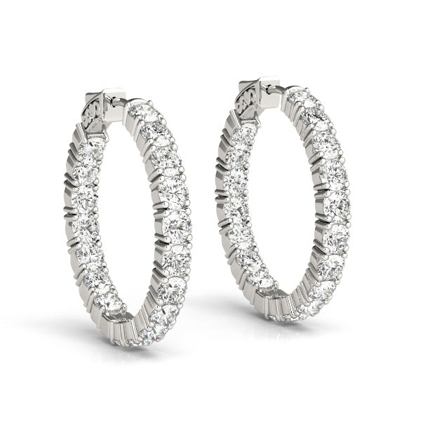 Natural Diamond Inside-Out Vault Lock Hoop Earrings