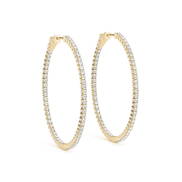 Lab Grown Diamond Inside-Out Oval Shaped Vault Lock Hoop Earrings