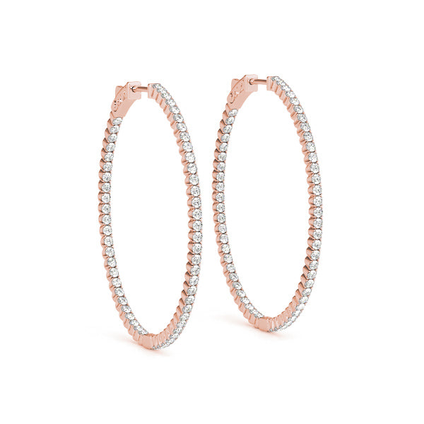 Lab Grown Diamond Inside-Out Oval Shaped Vault Lock Hoop Earrings