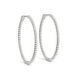 Lab Grown Diamond Inside-Out Oval Shaped Vault Lock Hoop Earrings
