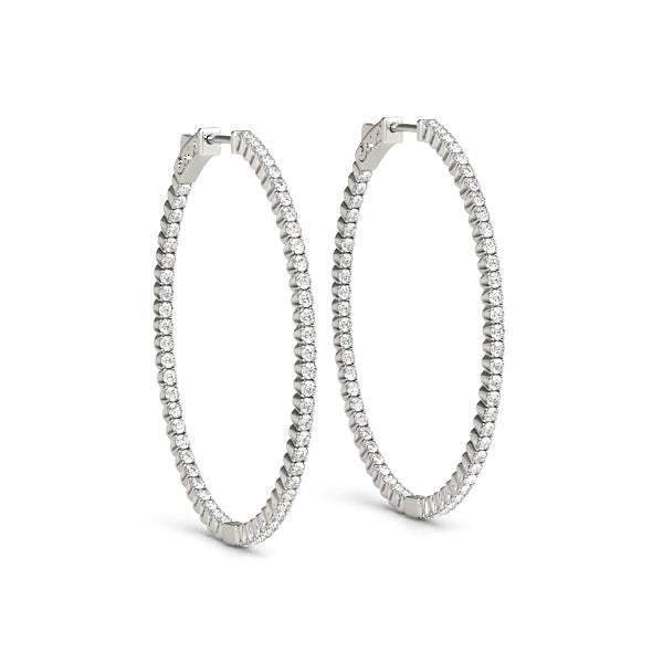 Lab Grown Diamond Inside-Out Oval Shaped Vault Lock Hoop Earrings