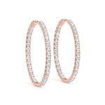 Natural Diamond Oval Shaped Inside-Out Hoop Earrings