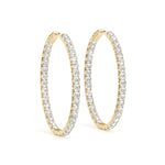 Natural Diamond Oval Shaped Inside-Out Hoop Earrings