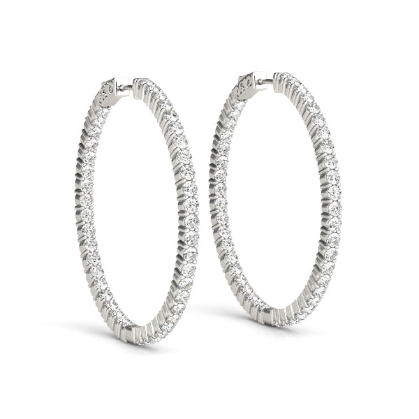 Lab Grown Diamond Shared Prong Inside-Out Hoop Earrings, Vault Lock