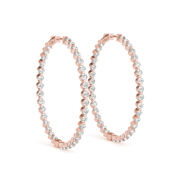 Natural Diamond Round Shaped Inside-Out Hoop Earrings