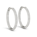 Lab Grown Diamond Round Inside-Outside Pavé Vault Lock Hoops
