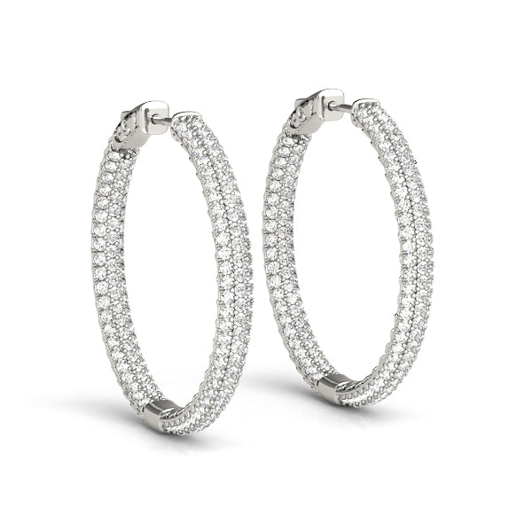Lab Grown Diamond Round Inside-Outside Pavé Vault Lock Hoops