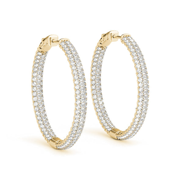 Lab Grown Diamond Round Inside-Outside Pavé Vault Lock Hoops