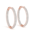 Lab Grown Diamond Round Inside-Outside Pavé Vault Lock Hoops