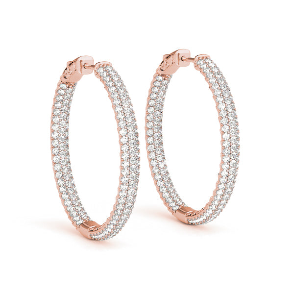 Lab Grown Diamond Round Inside-Outside Pavé Vault Lock Hoops