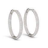 Lab Grown Diamond Round Inside-Outside Pavé Vault Lock Hoops