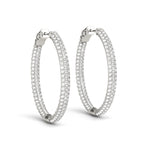 Lab Grown Diamond Oval Shaped Pavé Vault Lock Hoop Earrings